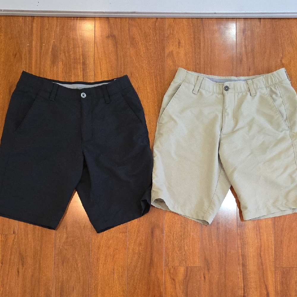 Men's Black and Tan Shorts